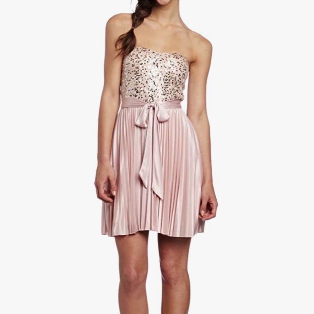 Pink Sequin Corset Strapless Dress